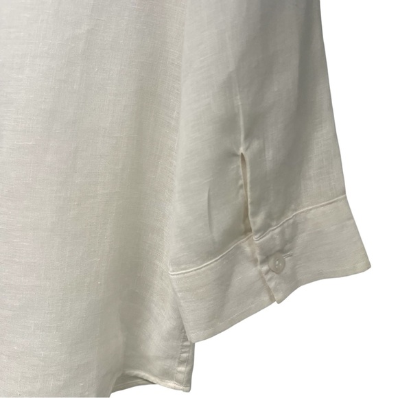 Chico’s No Iron Linen Optic White 3/4 Sleeve Button Front Shirt Women’s Medium - Picture 6 of 10